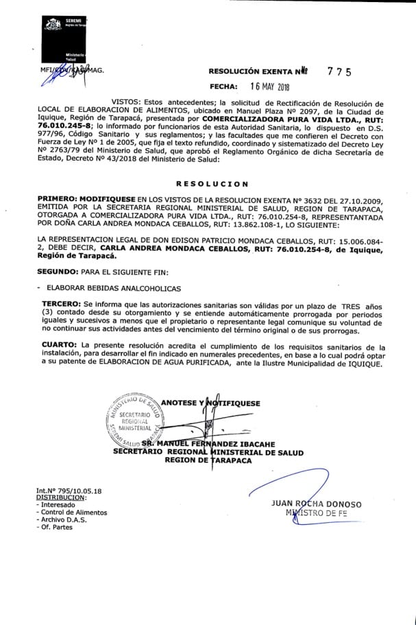 Resolución sanitaria