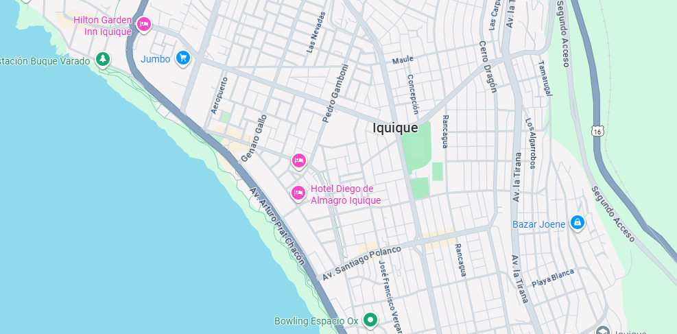 Mapa de cobertura Pura Vida en Iquique