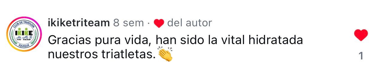 Comentario de @ikiketriteam: Gracias pura vida, han sido la vital hidratada nuestros triatletas