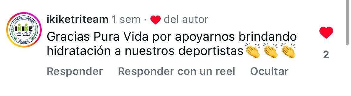 Comentario de @ikiketriteam: Gracias Pura Vida por apoyarnos brindando hidratación a nuestros deportistas